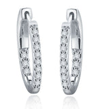 14k White Gold 1/4 ctw Diamond Hoop Earrings