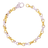 10k Yellow & White Gold Solid Handmade Fashion Link Bracelet 7.5" 6.3mm 25 grams - 7.5" 25 grams