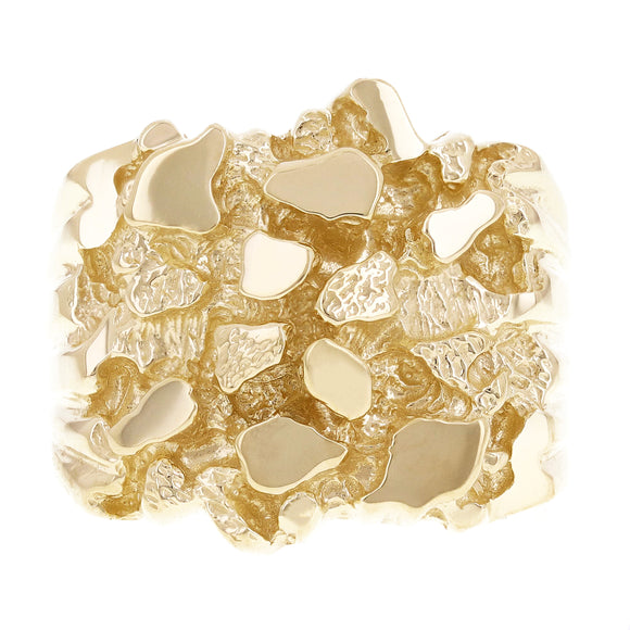 Men's 10k Yellow Gold Solid Chunky Nugget Ring Size 7.5 - 19.5mm 14.3 grams - Ring Size 7.5 14.3 grams