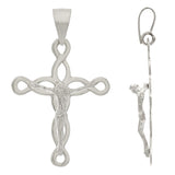 14k White Gold Solid Jesus Crucifix Cross Religious Charm Pendant 3.7 grams