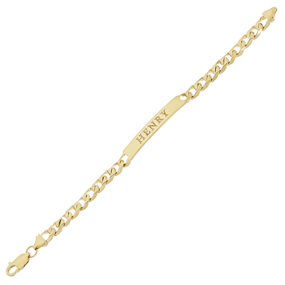 14k Yellow Gold Cuban ID Bracelet Engraveable 6.5