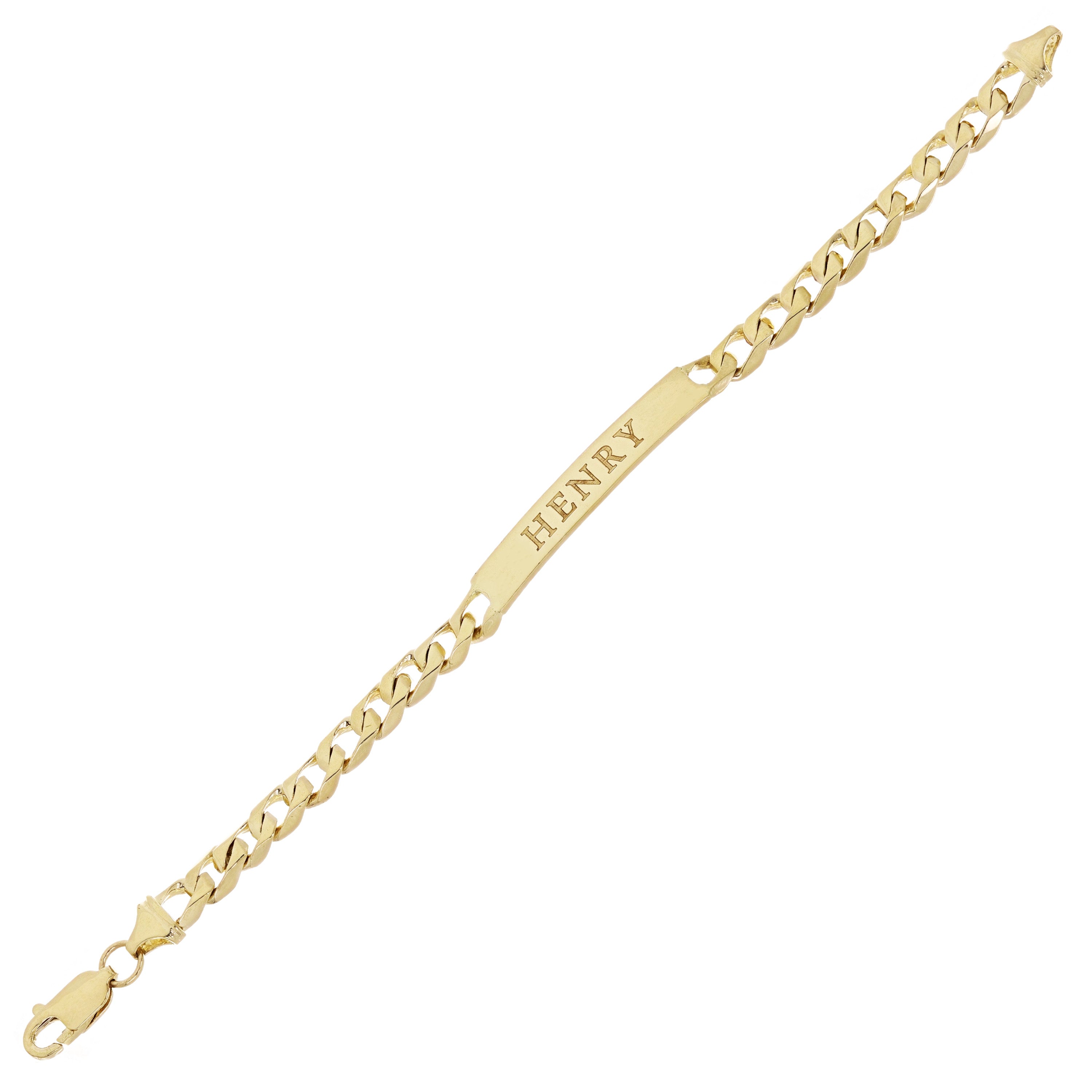 14k Yellow Gold Cuban ID Bracelet Engraveable 6.5" 6mm 12.4 grams - 6.5"