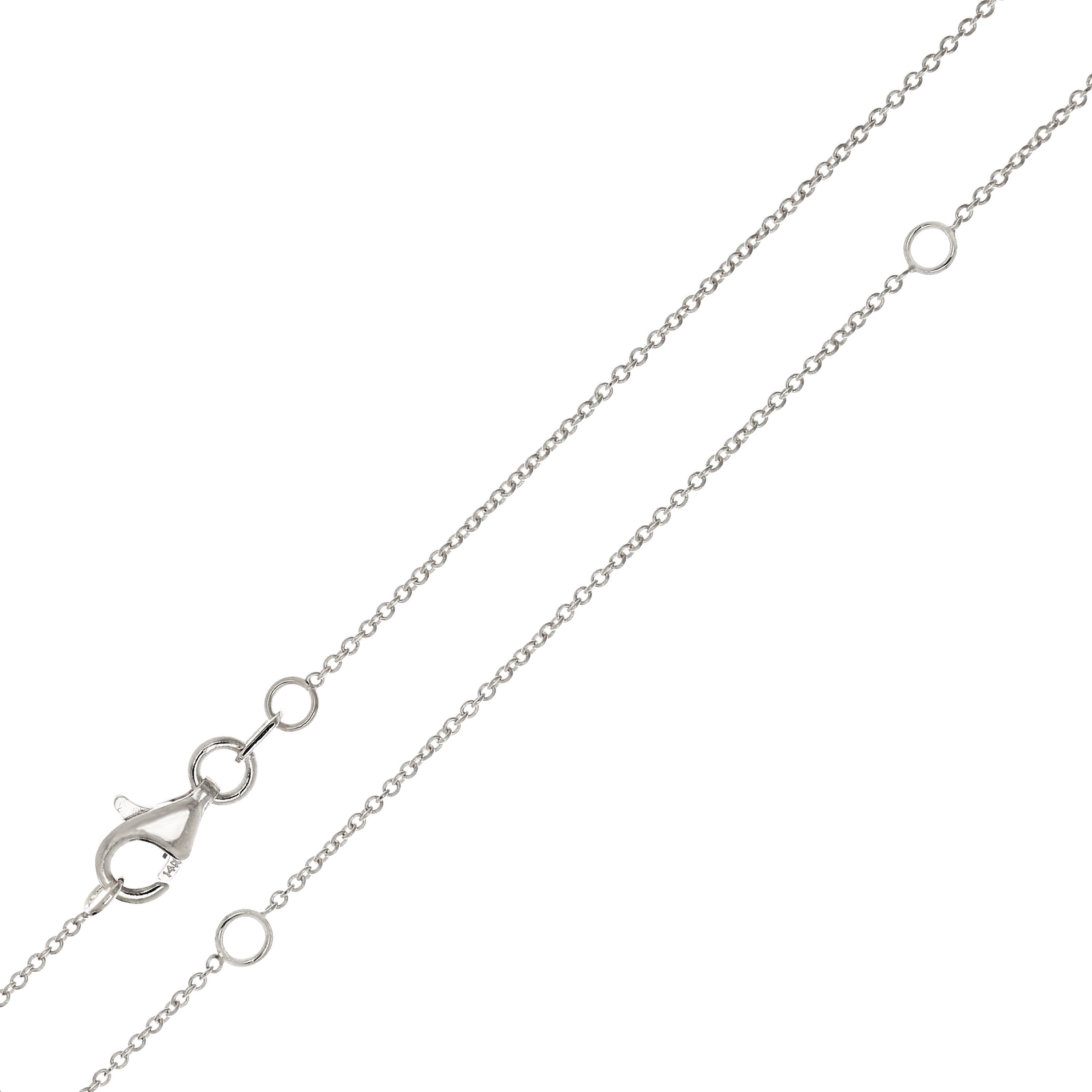 Italian 14k White Gold Rolo Chain Necklace Adjustable 16-20" 0.9mm 1.5 grams - 1.5 grams