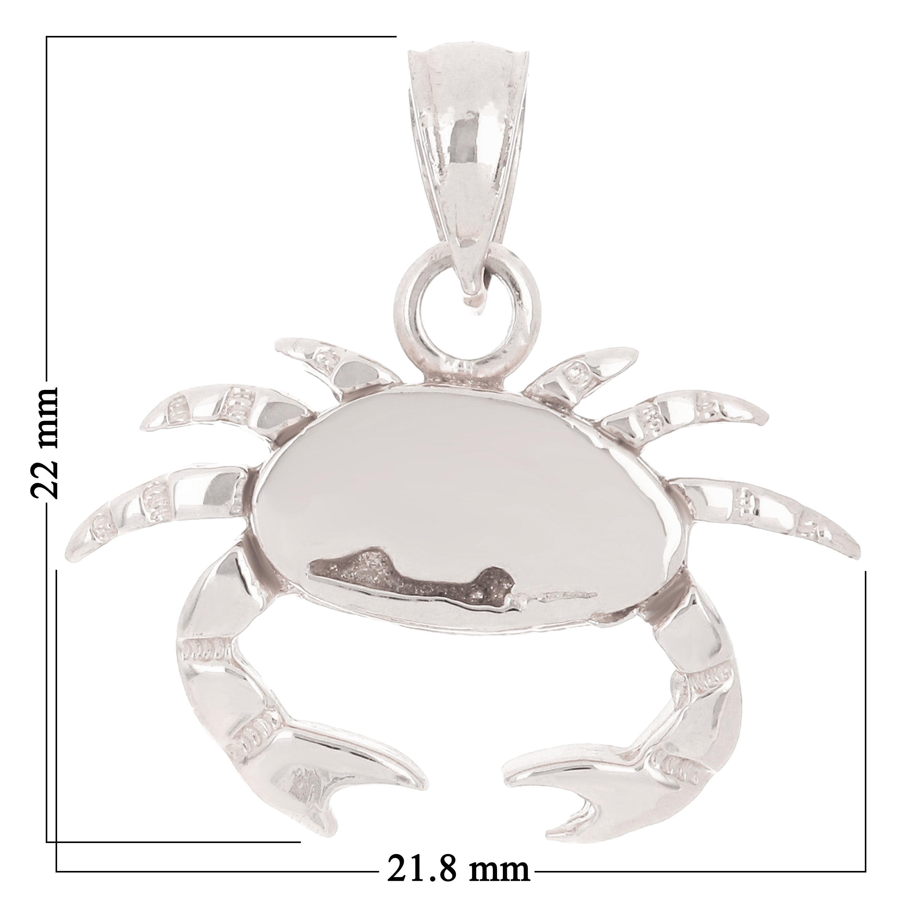 14k White Gold 3D Crab Cancer Zodiac Sign Charm Pendant 3.6 grams - White
