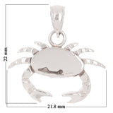 14k White Gold 3D Crab Cancer Zodiac Sign Charm Pendant 3.6 grams - White