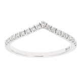 14k White Gold Diamond Chevron Stackable Ring Size 6 - White