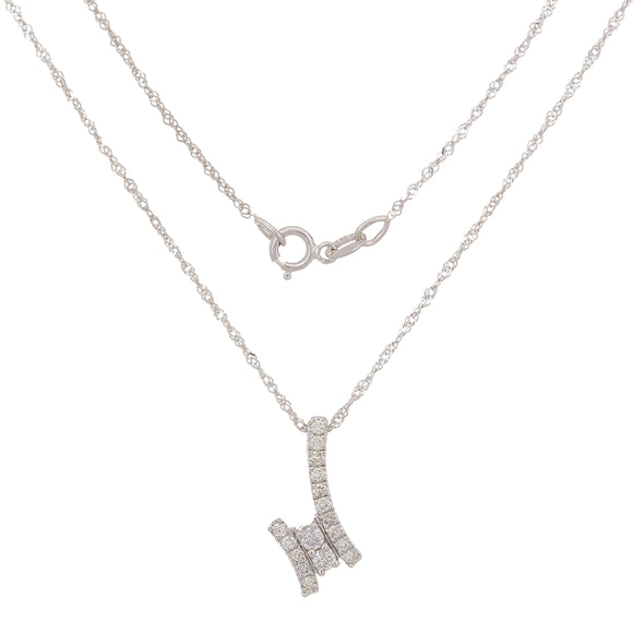 14k White Gold 0.25ctw Diamond Ribbon Anniversary Pendant Necklace