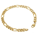 14k Yellow Gold Solid Figaro Chain Bracelet 7" 8.8mm 32.5 grams - 7" 32.5 grams