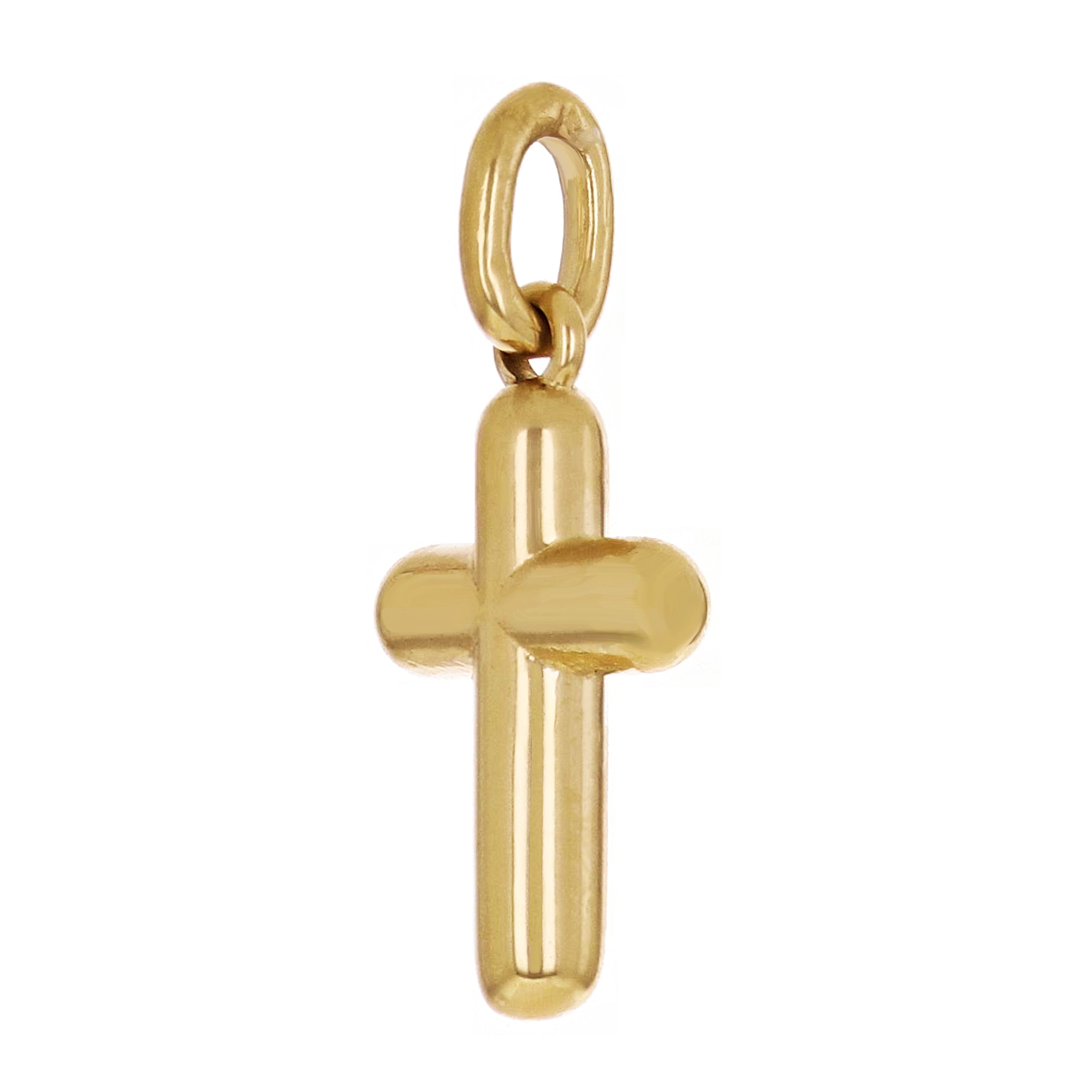 14k Yellow Gold Solid High Polish 3D Puffy Cross Charm Pendant 1" 3.8 grams