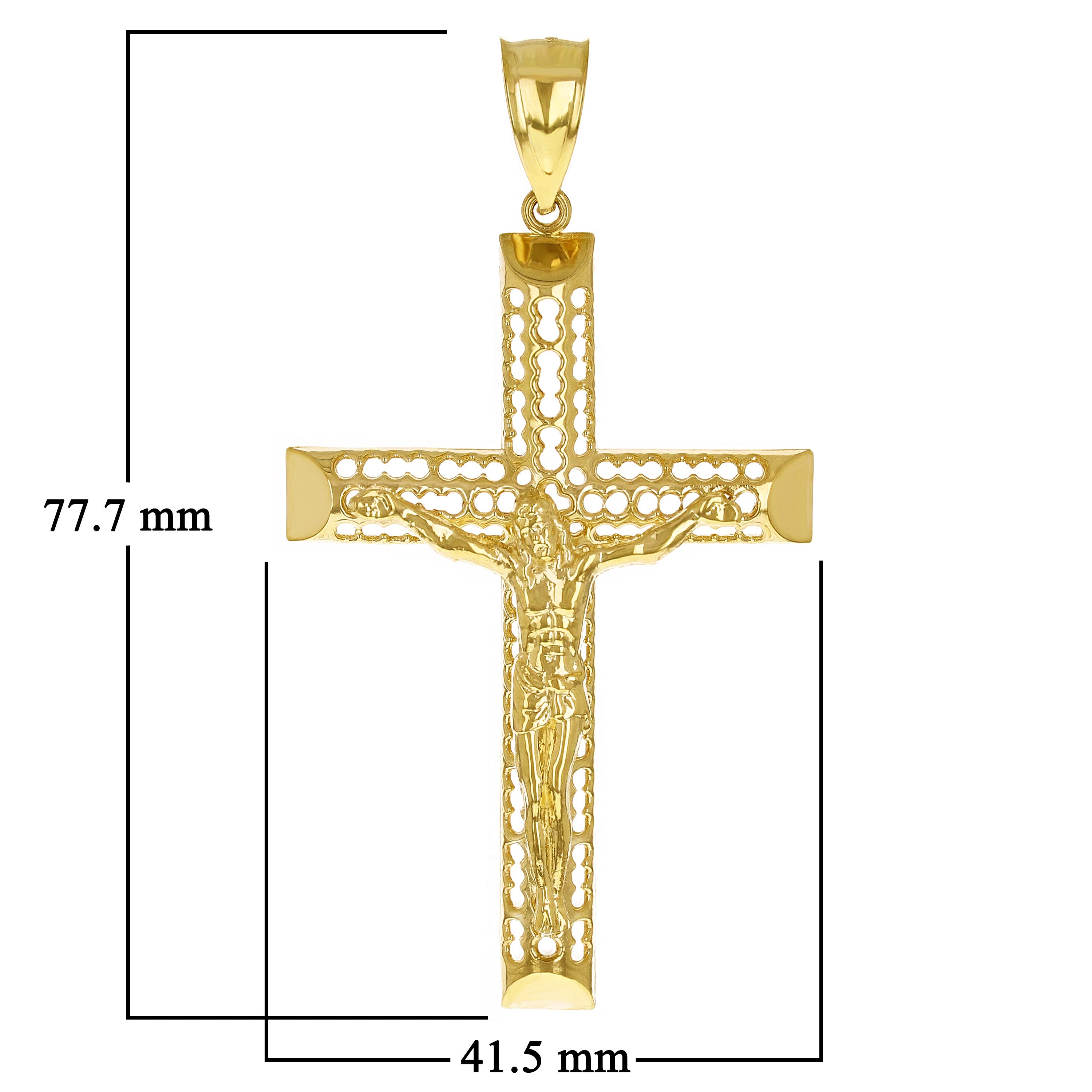 14k Yellow Gold 3D Jesus Christ Crucifix Cross Pendant 3 .1" 10.2 grams