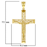 14k Yellow Gold 3D Jesus Christ Crucifix Cross Pendant 3 .1" 10.2 grams