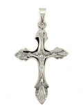 10k White Gold Solid Religious Jesus Crucifix Cross Charm Pendant 2" 4.8 grams