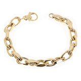 Italian 14k Yellow Gold Hollow Fancy Open Oval Link Bracelet 7.5" 7.6mm 10.2g