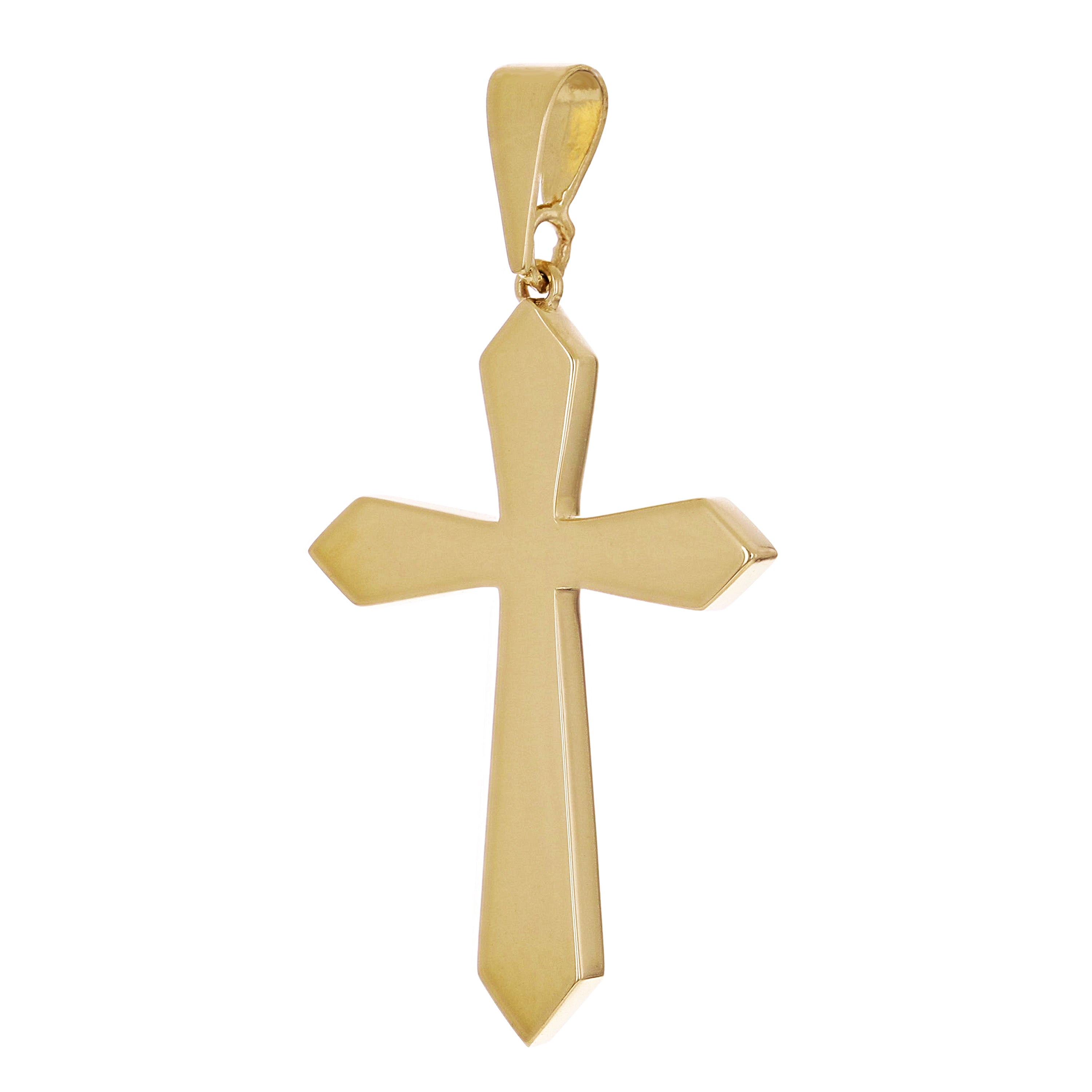 14k Yellow Gold Solid High Polish 3D Passion Cross Pendant 1.8" 7.9 grams