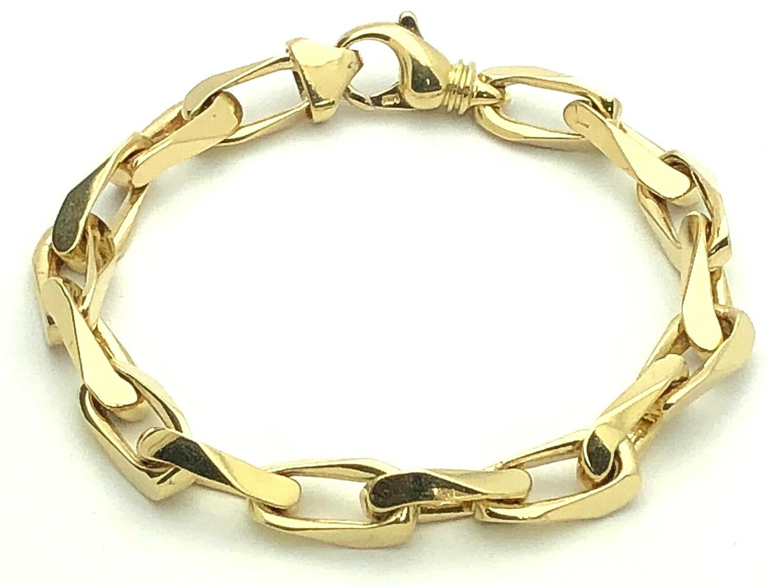 14k Yellow Gold Solid Handmade Fashion Link Chain Bracelet 8.5" 8.6mm 46.3 grams