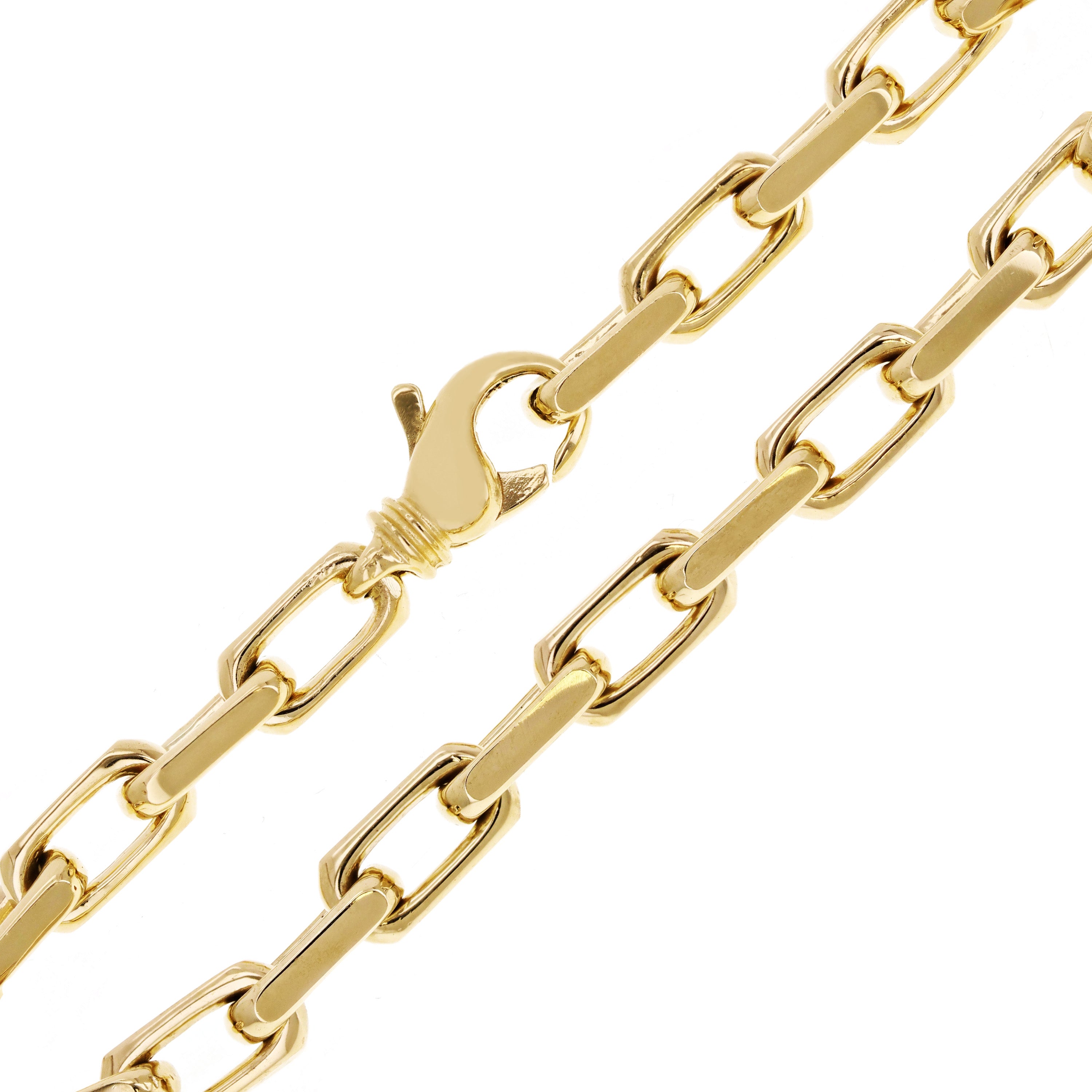 10k Yellow Gold Solid Handmade Rectangle Link Chain Necklace 22" 7mm 96.8 grams - 22"