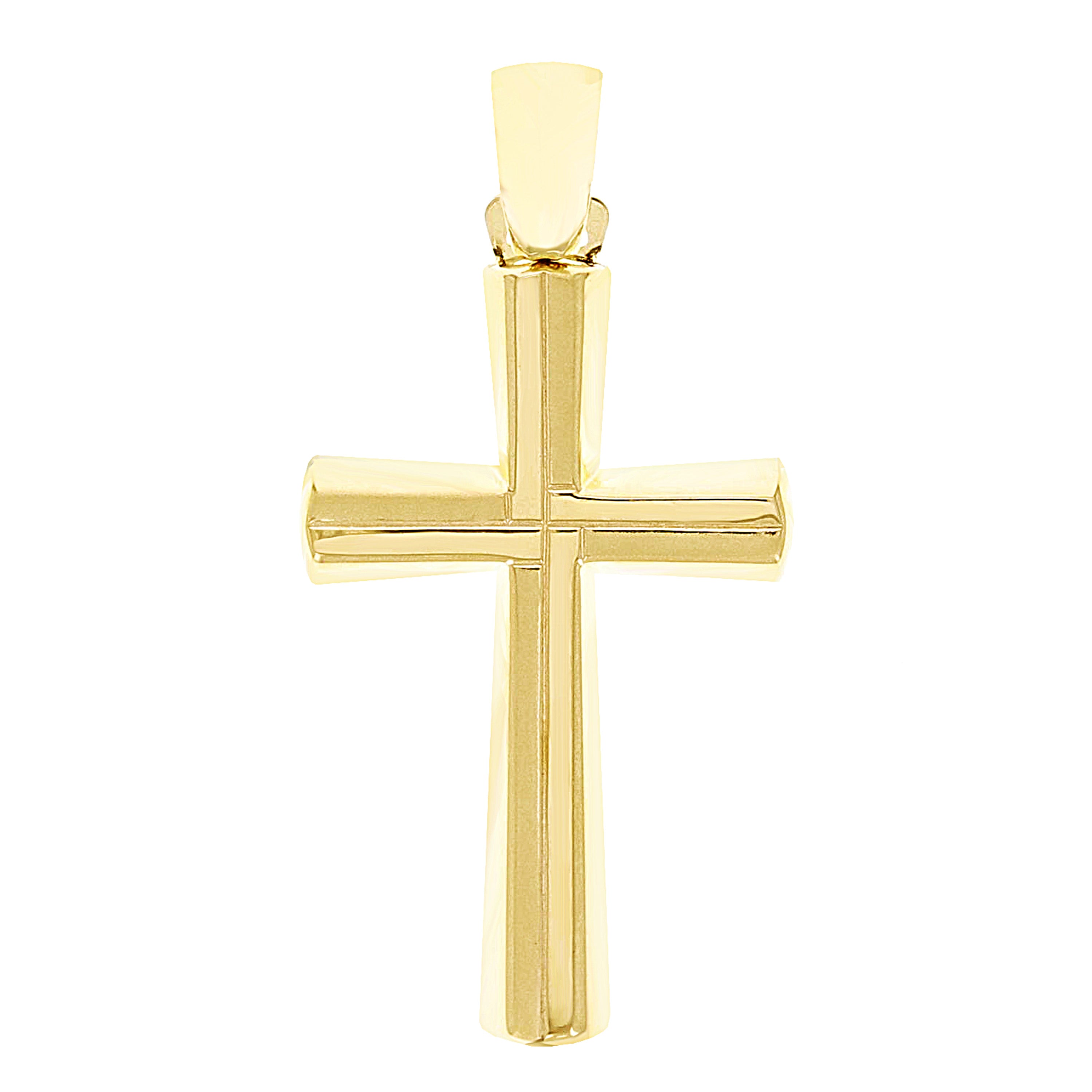 Italian 14k Yellow Gold Hollow 3D Cross Charm Pendant 1.5" 2.1 grams