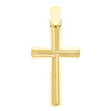 Italian 14k Yellow Gold Hollow 3D Cross Charm Pendant 1.5" 2.1 grams