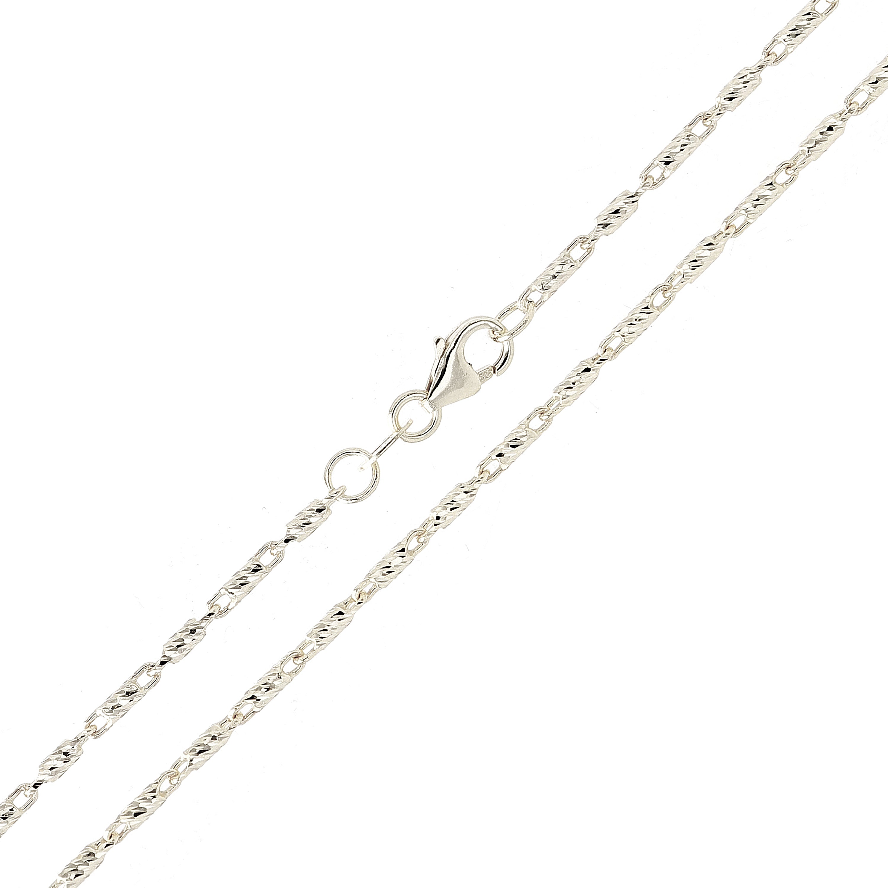Italian 14k White Gold Solid Diamond Cut Raso Chain Necklace 16" 1.4mm 5.9 grams - 16" 5.9 grams