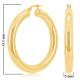 Italian 14k Yellow Gold High Polish 5mm 1.5" Diameter Round Hoop Earrings 5.6g