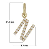 14k Yellow Gold Diamond Initial Letter N Charm Pendant - Letter N,Yellow