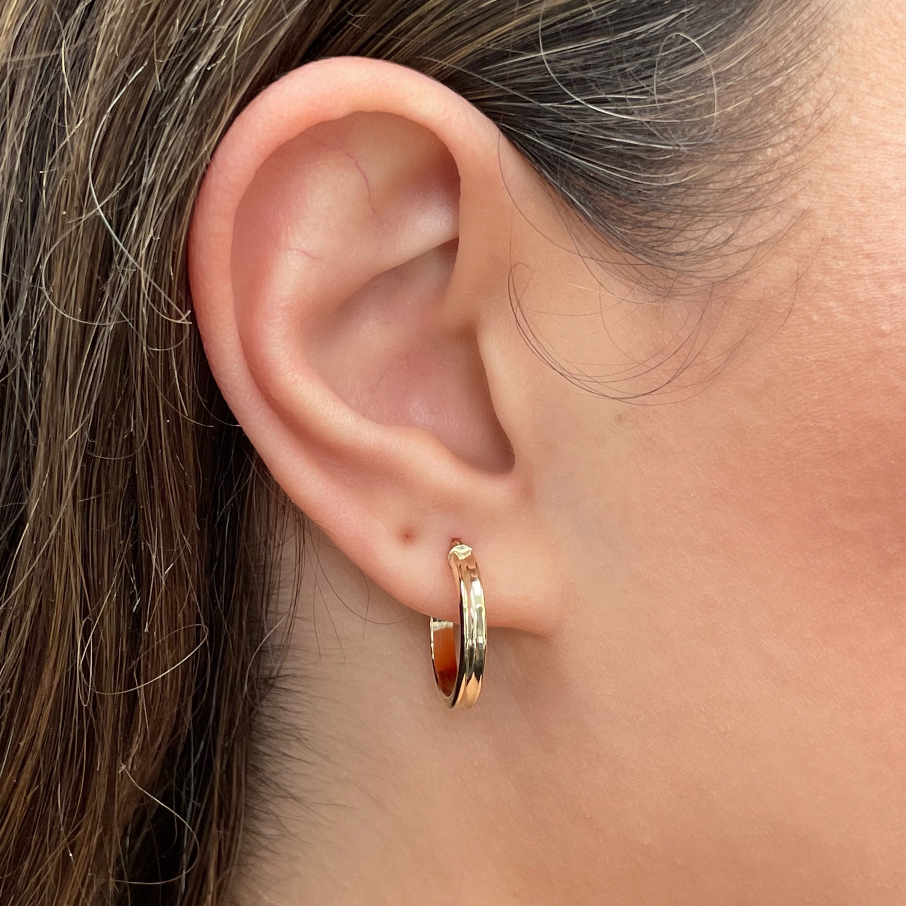 Italian 14k Yellow Gold Polished Concave Small Hollow Hoop Earrings