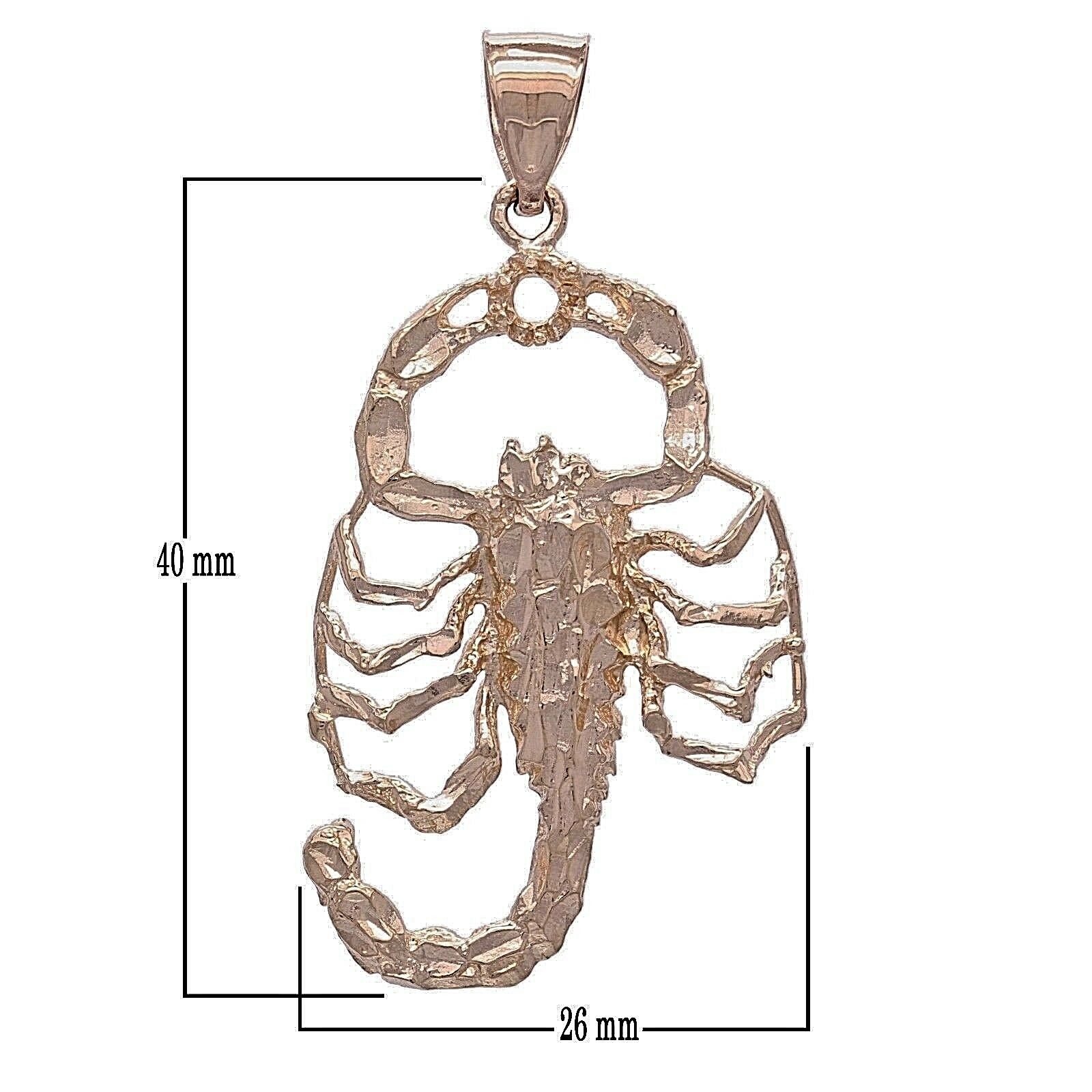 10k Rose Gold Diamond Cut Scorpion Insect Charm Pendant 1.9" 5 grams