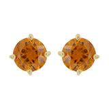 14k Yellow Gold Citrine & Diamond Accent Stud Earrings