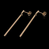 Italian 14k Yellow Gold Vertical Bar Dangle Drop Earrings 2" 2mm 2 grams - Bar Dangle 2"
