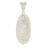 10k White Gold Virgin Mary Lady of Guadalupe Charm Pendant 2.8" 16 grams - White