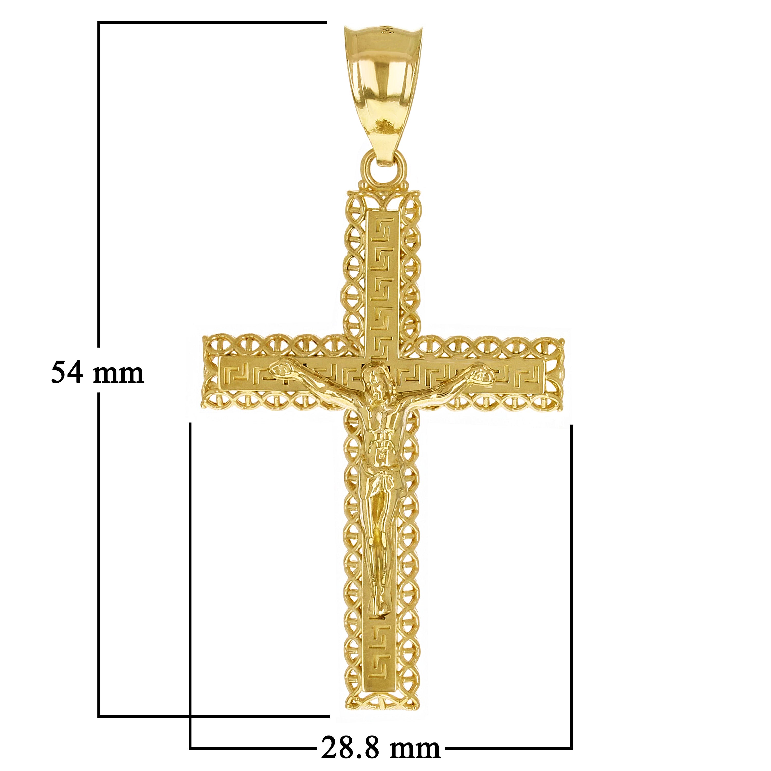 14k Yellow Gold 3D Jesus Christ Crucifix Greek Cross Pendant 2.2" 4.7 grams