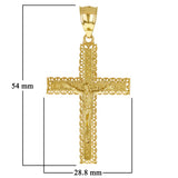 14k Yellow Gold 3D Jesus Christ Crucifix Greek Cross Pendant 2.2" 4.7 grams