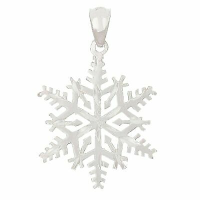 14k White Gold Winter Snow Flake Charm Pendant 1.5 grams - White