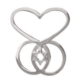 14k White Gold Heart Infinity Star of David Charm Pendant 2.2grams - White