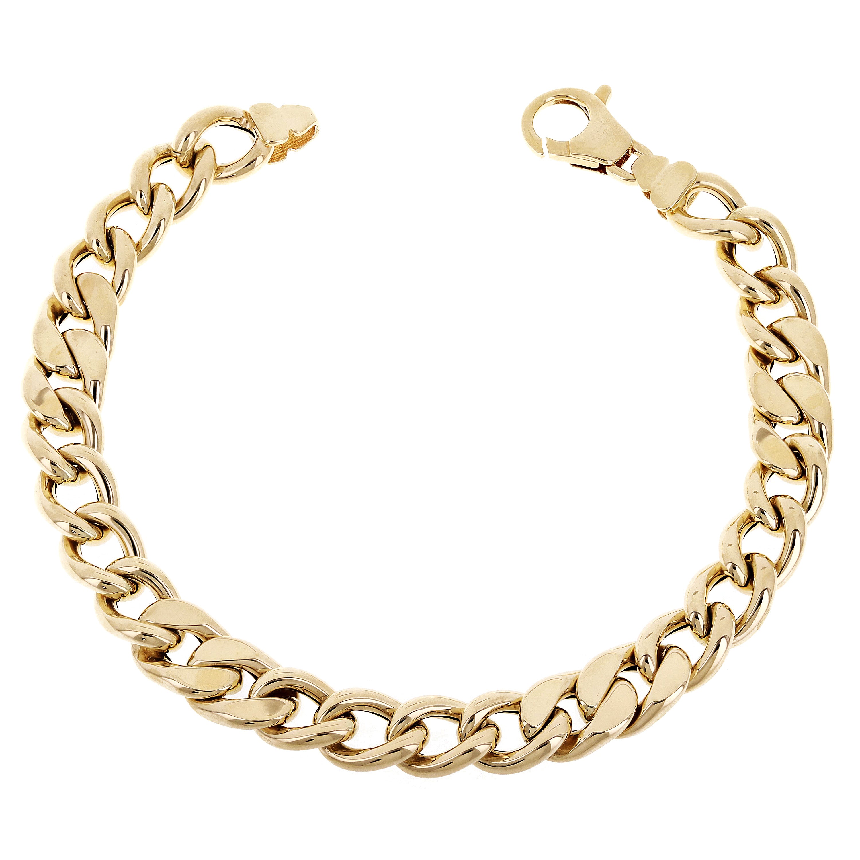 Italian 14k Yellow Gold Hollow Cuban Link Chain Bracelet 8.25" 8.75mm 13 grams