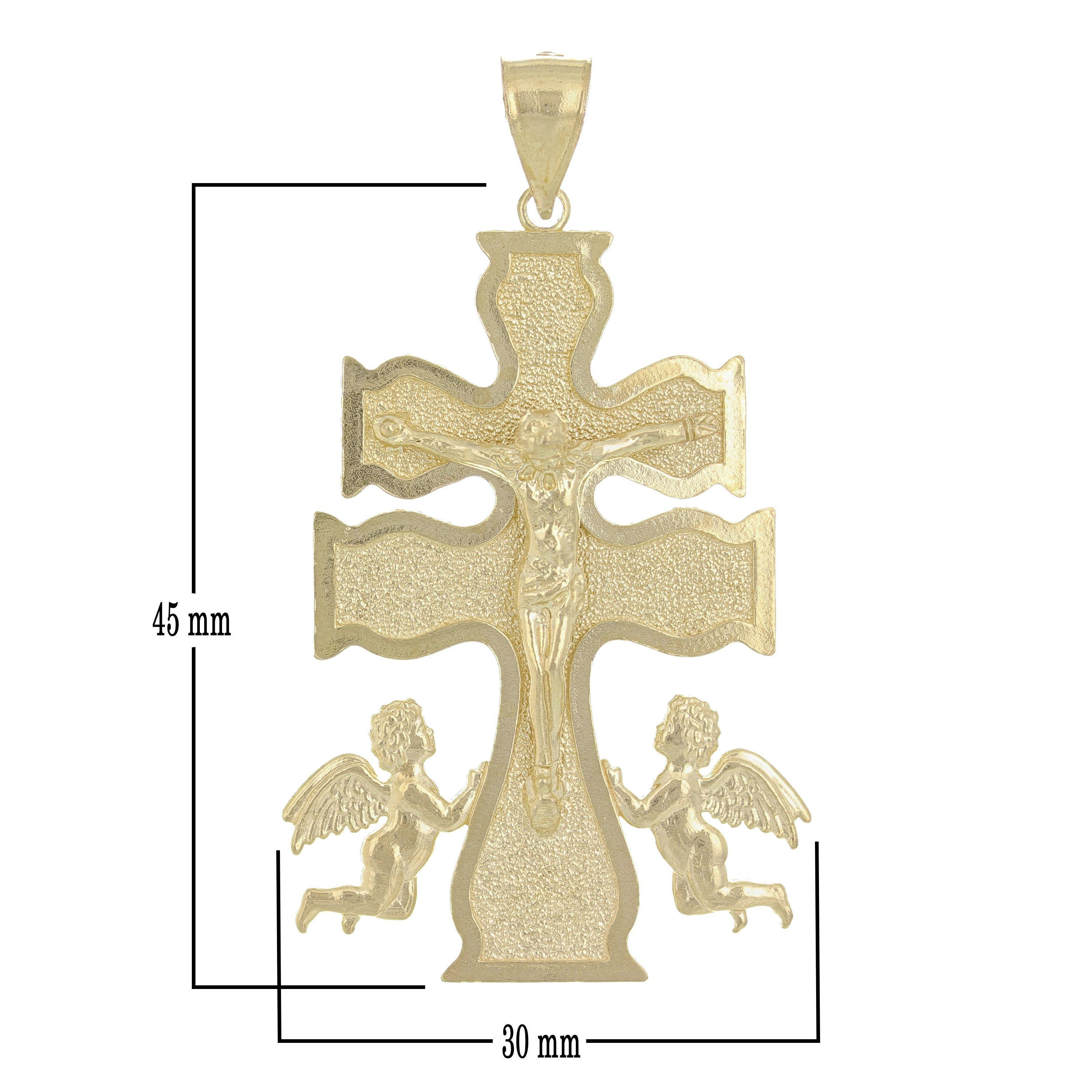 10k Yellow Gold Angels Caravaca Crucifix Cross Charm Pendant 1 gram