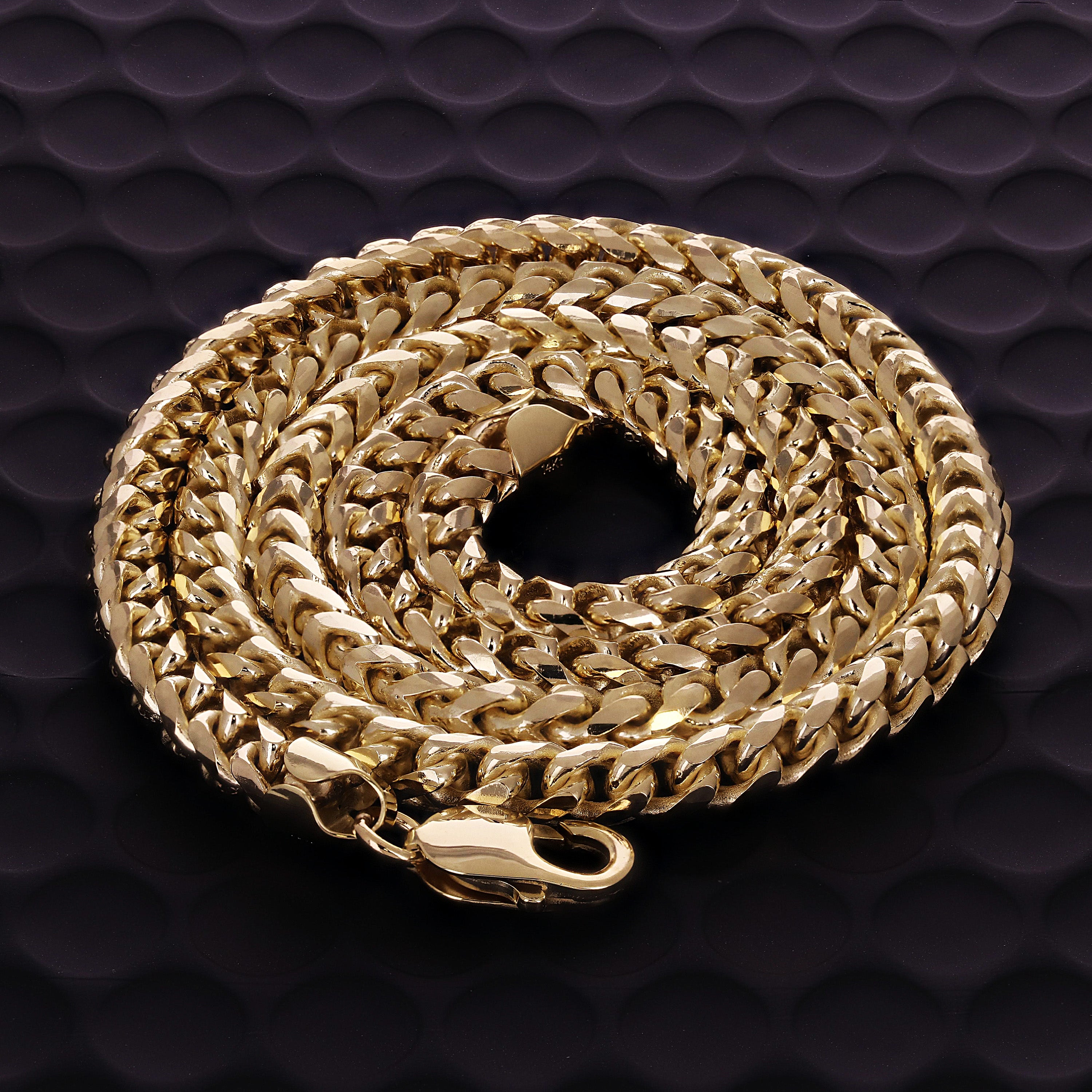 Italian 14k Yellow Gold Solid Diamond Cut Franco Chain Necklace 6mm 26" 129.7 grams