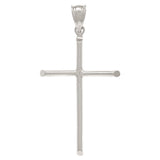 14k White Gold High Polished Plain Cross Religious Charm Pendant 1.95" 4grams