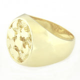 14k Yellow Gold Solid Nugget Signet Statement Ring Size 9 - Ring Size 9
