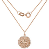 14k Rose Gold  Diamond Zodiac Sign Sagittarius Pendant Necklace 18" - Sagittarius,Rose