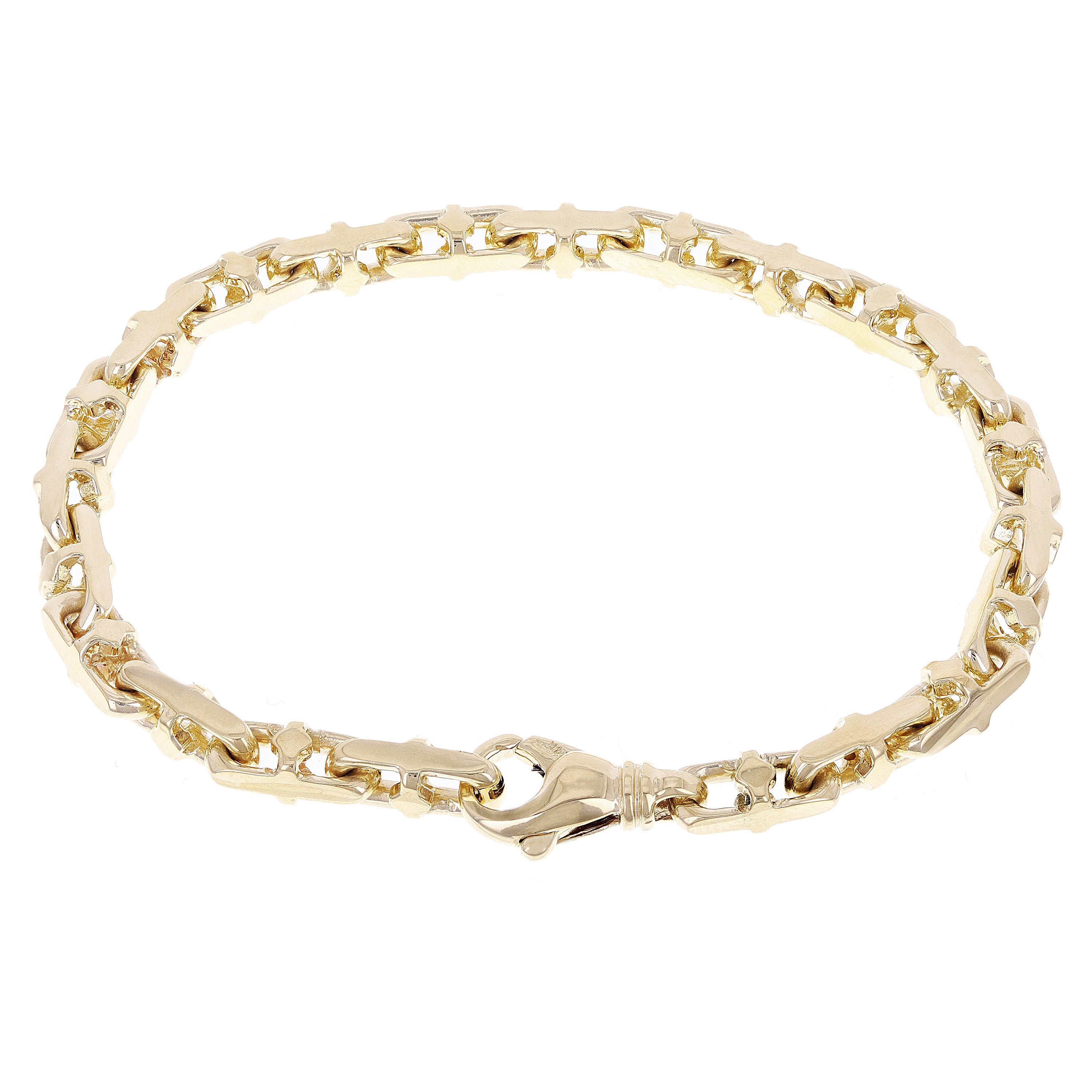 10k Yellow Gold Solid Handmade Fashion Link Bracelet 5.5mm 7" - 9"