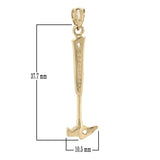 14k Yellow Gold Chisel Rock Hammer Charm Pendant 2.5 grams - Yellow
