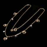 Italian 14k Two Tone Gold Ball Bead & Heart Charm Necklace 16.5" 2.1 grams