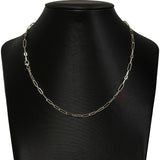Italian 14k Yellow Gold Plain & Rope Paper Clip Link Necklace 18" 3.7mm 4.9 grams