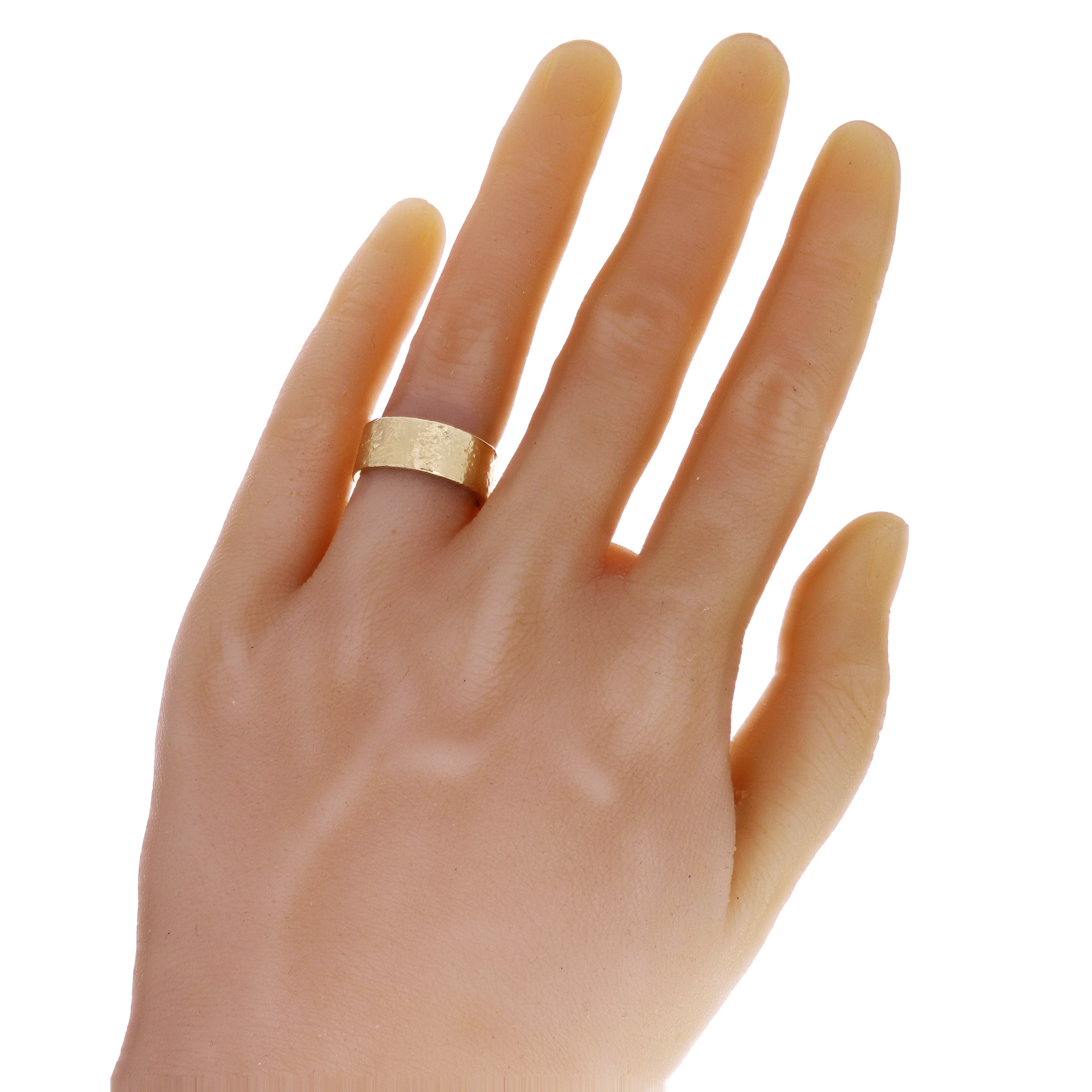 14k Yellow Gold Hammered Ring Band 8.4mm Size 8 - 9.3 grams