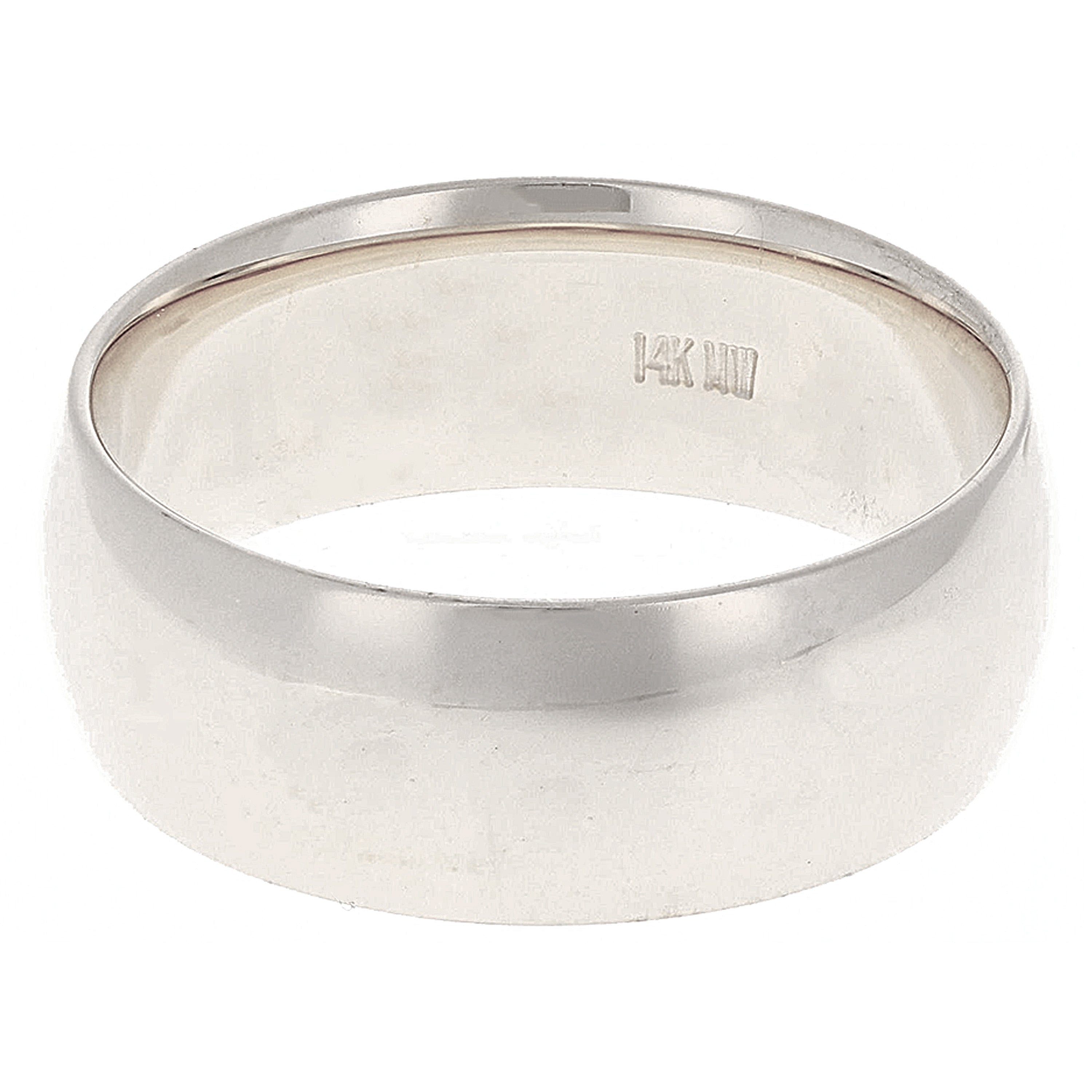 14k White Gold Comfort Fit Plain Wedding Band Ring 8mm Size 11 - White,8mm Ring Size 11