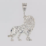 925 Sterling Silver Diamond Cut Animal Lion Charm Pendant 7.2 grams