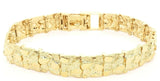 14k Yellow Gold Solid Nugget Bracelet Adjustable 7.5"- 8" 12.3mm 32.4 grams
