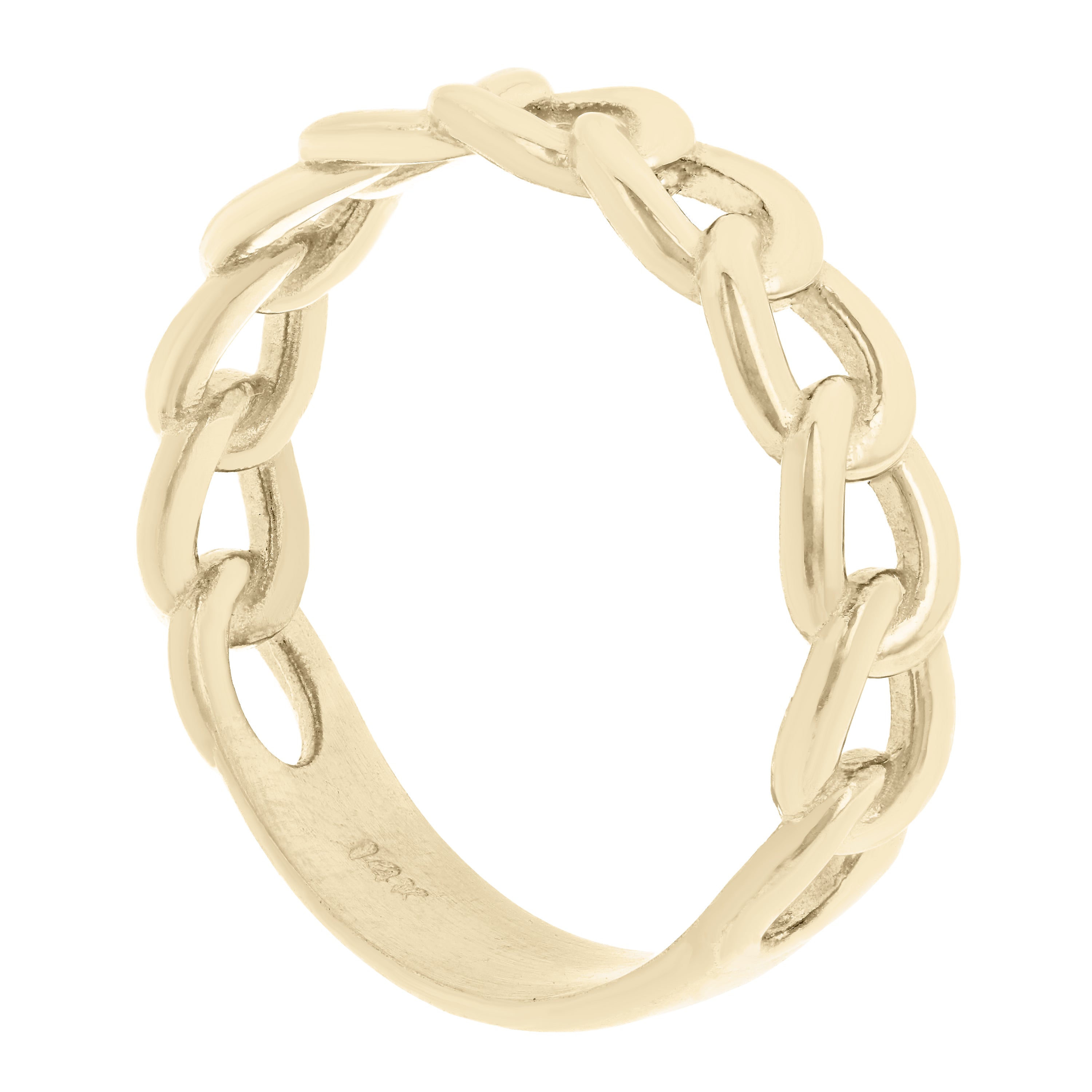 14k Yellow Gold Cuban Link Ring Chain Stackable Ring Band Size 9 3.6 grams - Yellow