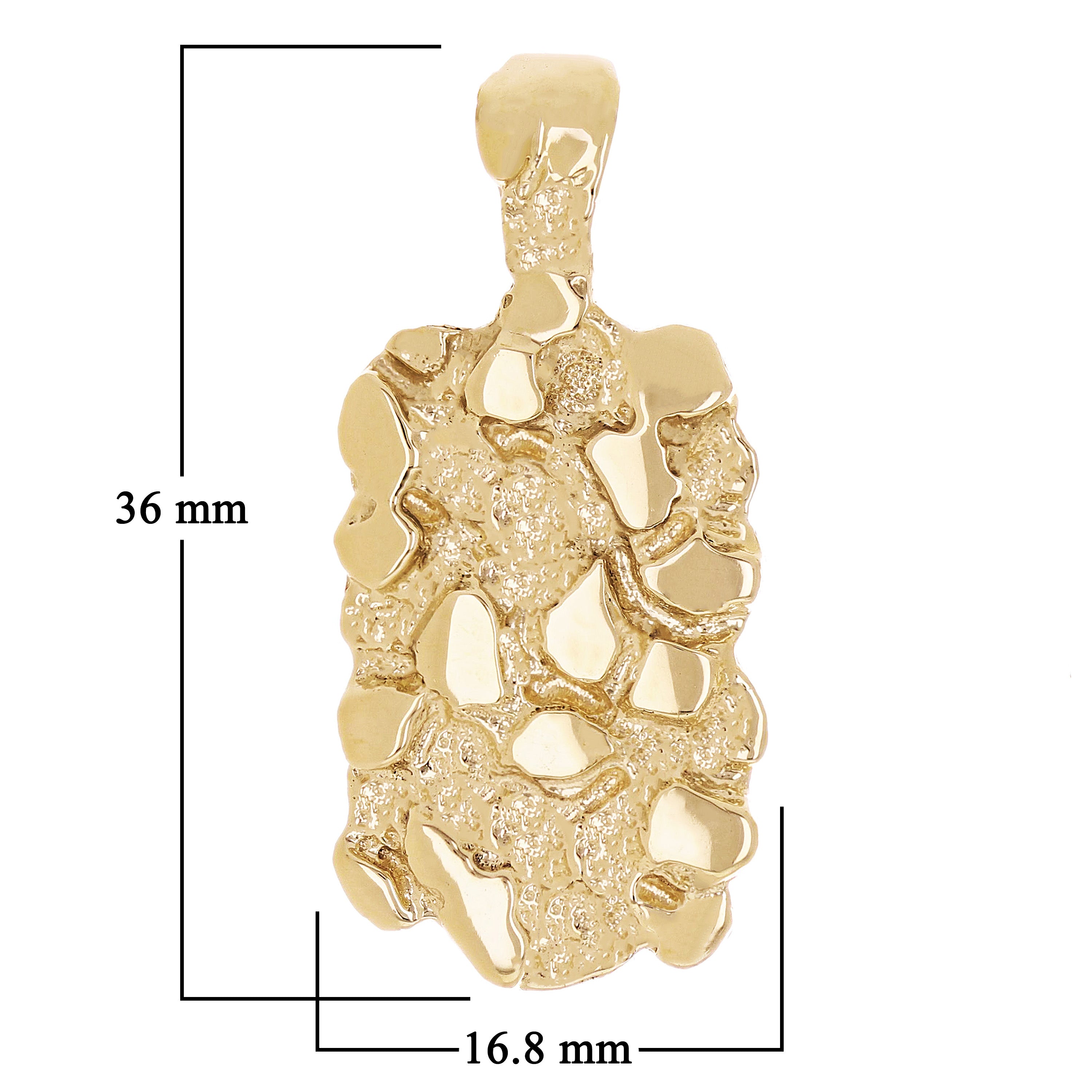 10k Yellow Gold Solid Chunky Rectangle Nugget Charm Pendant 1.4" 9.9 grams